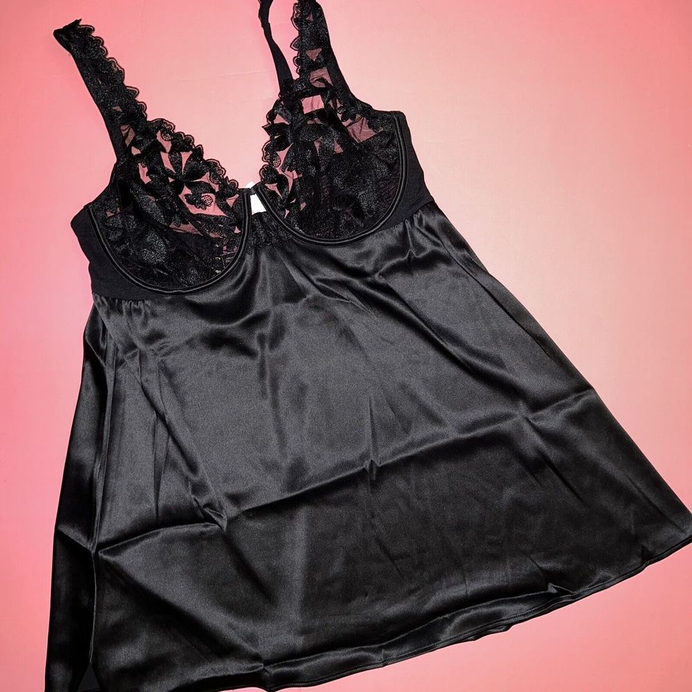 Victoria's Secret 36DDD,38DD BABYDOLL SLIP DRESS M Full Cup Floral Embroidered